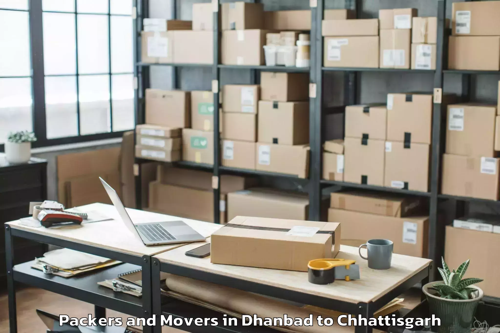 Reliable Dhanbad to Dongargaon Packers And Movers